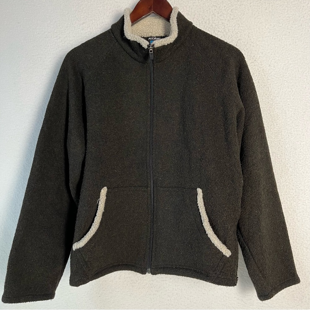 Kuhl Alfpaca Fleece Zip Sweater Jacket brown cream sherpa trim women’s medium